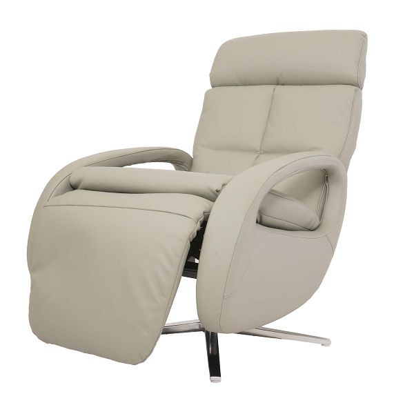 Fauteuil relax Mendler HWC-L11, fauteuil TV design, fauteuil TV, fauteuil inclinable, fonction inclinable, cuir intégral, gris, 98402