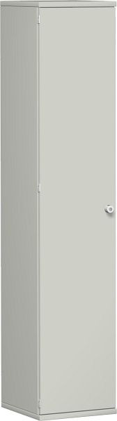 geramöbel armoire à portes battantes 4 étagères décoratives, verrouillable, serrure à droite, 400x425x1920, gris clair/gris clair, N-10DR504-LL
