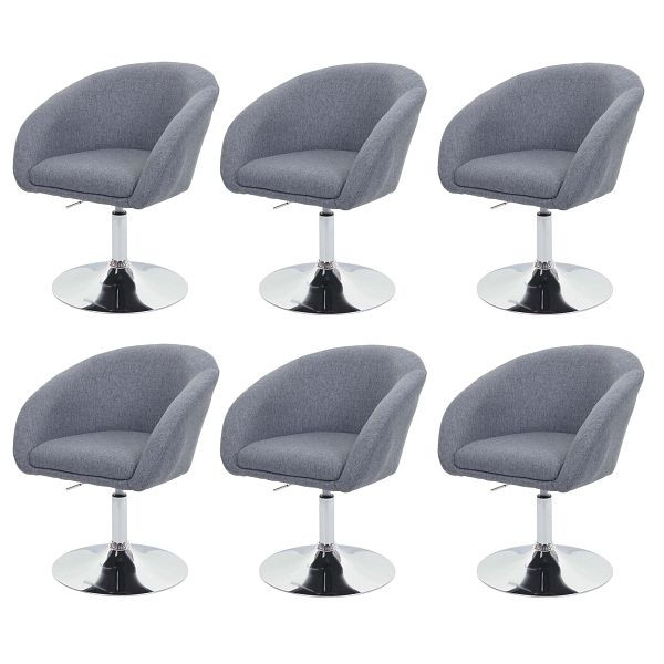 Ensemble de 6 chaises de salle à manger Mendler HWC-F19, chaise de cuisine, chaise pivotante, chaise longue, pivotante, réglable en hauteur, tissu/textile gris foncé, 6x94684
