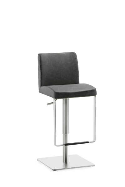 Mayer Sitzmöbel , structure en acier inoxydable, coque d'assise rembourrée, simili cuir, gris noir, 1260EL_26477