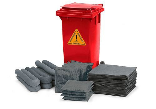 Kit d'urgence DENSORB en conteneur roulant B 12, rouge, version universelle, 270-383