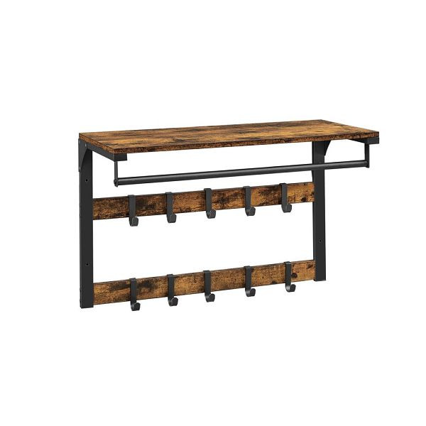 VASAGLE porte-manteau mural avec étagère style industriel, LCR101B01