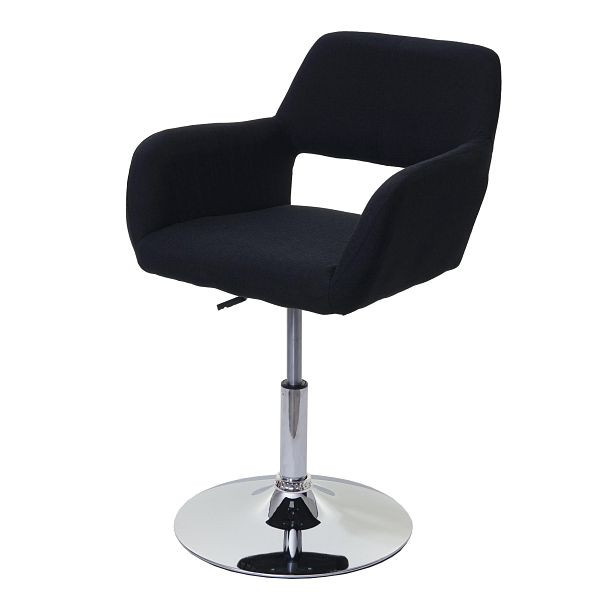 Chaise de salle à manger Mendler HWC-A50 III, chaise chaise de cuisine, années 50 rétro, tissu/textile, noir, base chromée, 63942