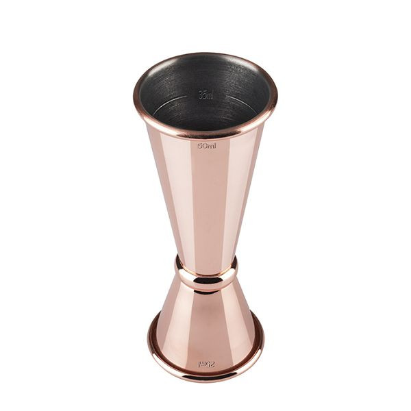 Doseur APS, Ø 4 cm, hauteur : 11 cm, acier inoxydable, aspect cuivre, volume : 2,5 / 5 cl, avec ligne de remplissage 3,5 cl / 1,5 cl, 93165