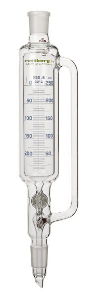 Entonnoir compte-gouttes Rettberg, thermorégulé, 1000 ml, manchon/noyau NS 29/32, robinet en verre 6 mm, avec tube d'équilibrage de pression, gradué, 134041155