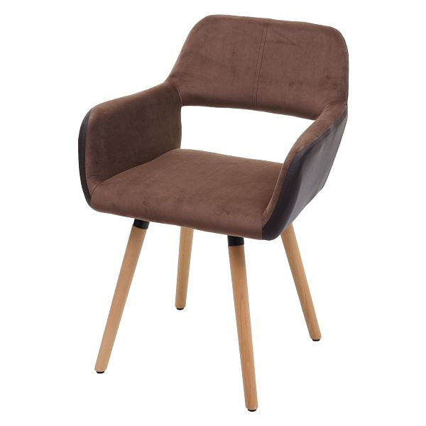 Chaise de salle à manger Mendler HWC-A50 II, chaise de cuisine, design rétro des années 50, simili cuir/tissu, marron clair, pieds clairs, 72500