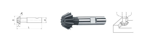 Fraise à angle ELMAG HSS Co5 DIN1835B, Ø 25,0 x 10,0 mm, 75°, 73720