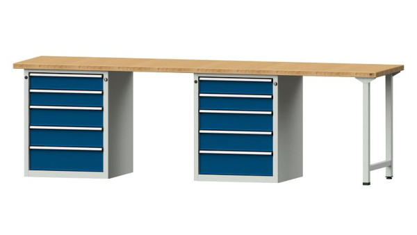Établis ANKE Établi combiné, modèle 915 V, 2800 x 700 x 840 mm, RAL 7035/5010, BMP 40 mm, 415.128