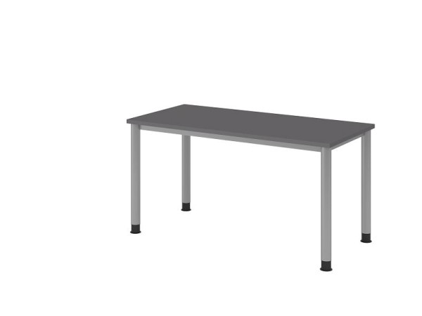 Bureau Hammerbacher 4 pieds rond 140x67cm graphite/argent, épaisseur 25 mm, chant ABS 2 mm, forme rectangulaire, VHS614/G/S