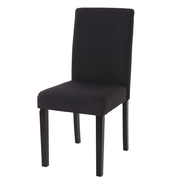 Chaise de salle à manger Mendler Littau, chaise de cuisine, tissu/textile, noir, pieds foncés, 74388