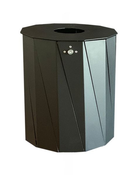 Conteneur à déchets Renner d'environ 50 L avec couvercle robuste, galvanisé à chaud et revêtement par poudre, gris noir, 7007-20PB 7021