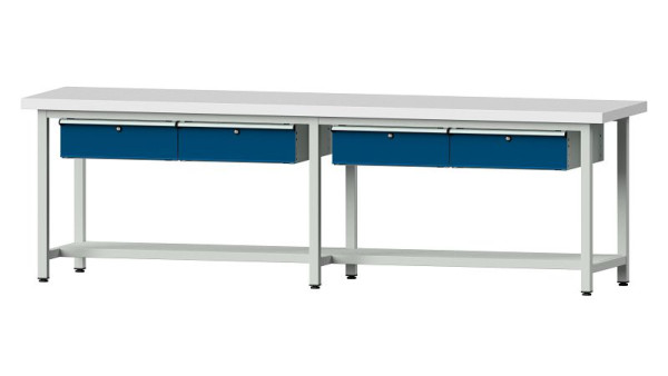 Bancs de travail ANKE table de travail, modèle 95, 2800 x 700 x 850 mm, RAL 7035/5010, KSP 50 mm, 400.438