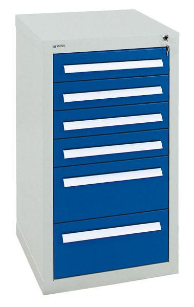 armoire à tiroirs émoussés série T-100/35-1, RAL 7035/5010, 6 tiroirs (4x100, 2x200mm), 8151574