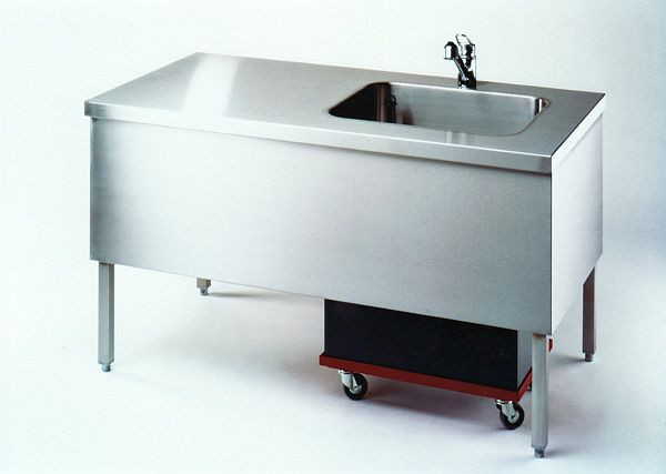 Table de travail de laboratoire FORM+TEST avec bassin d'eau, acier inoxydable, F55150-850