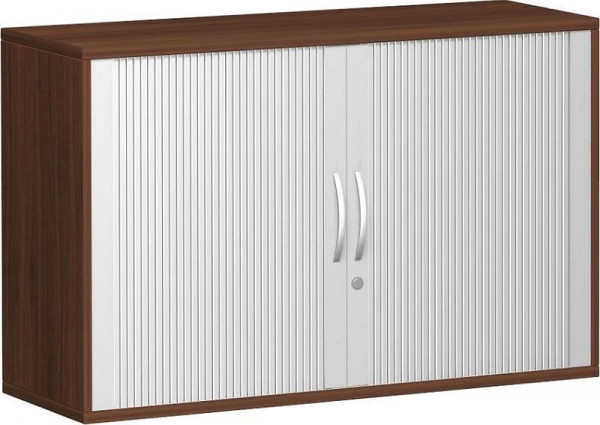 Armoire à volets roulants croisés à ajouter geramöbel 1 étagère décorative, avec pieds réglables, verrouillable, 800x425x720, argent/noyer, N-10Q7212-SN