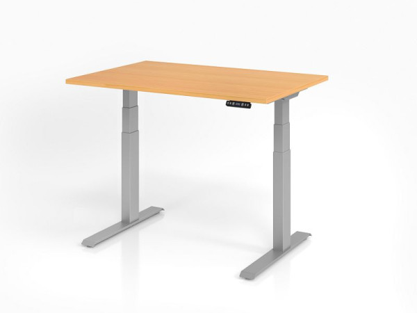 Bureau Hammerbacher XDKB12, 120 x 80 cm, plateau : hêtre, épaisseur 25 mm, chant épais en ABS, forme rectangulaire, VXDKB12/6/S