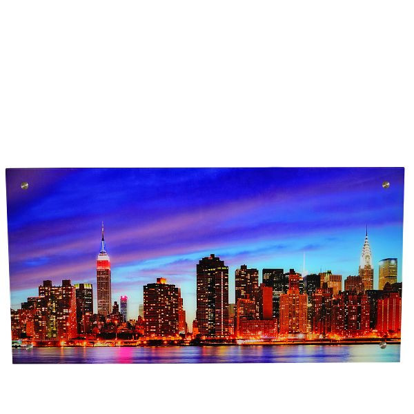 Image en verre Mendler T115, motif d'affiche murale, 50x100cm, New York, 36748