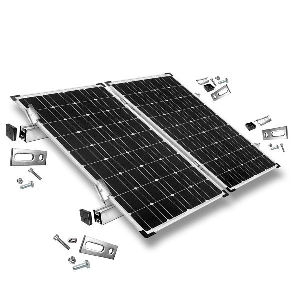 Kit de fixation Offgridtec avec vis de suspension pour installation sur toit en pente 2 panneaux solaires hauteur de cadre 35 mm, 8-01-013765-004