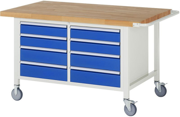 Établi mobile RAU série 8000, conteneur à double fond (8x tiroir), 1500x880x900 mm, 05-8477A2-159B4S.11
