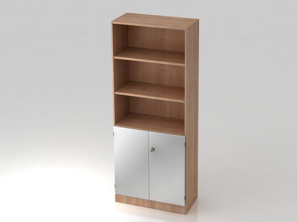 Armoire Hammerbacher 5OH, portes 2OH, panneau de base, poignée rayée noyer/argent, 80x42x200,4 cm (LxPxH), V6770/N/S/SG