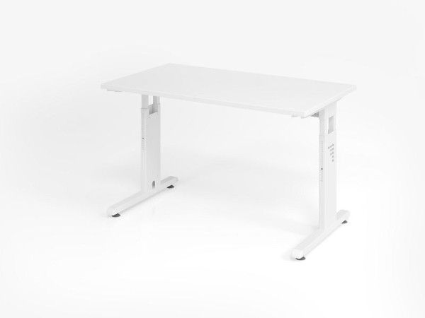 Bureau Hammerbacher OS612, 120 x 67 cm, plateau : blanc, épaisseur 25 mm, chant ABS 2 mm, forme rectangulaire, blanc, VOS612/W/W