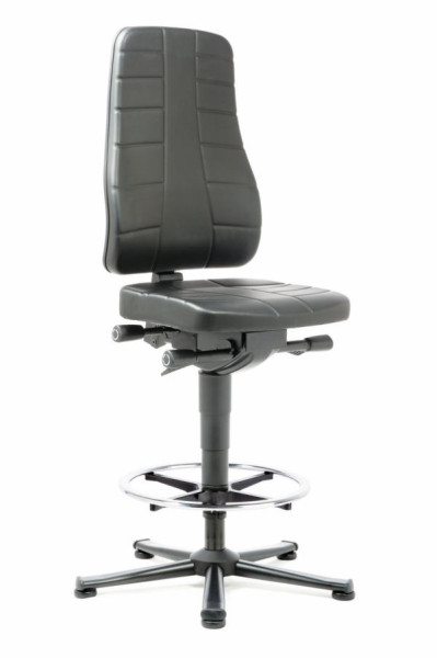 bimos All-In-One Highline avec patins et repose-pieds et simili cuir noir, 570-830 mm, 9641-2571