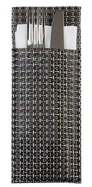 Pochettes pour serviettes et couverts APS, 24 x 9 cm, gris argenté, PVC, bande étroite, lot de 6, 60551
