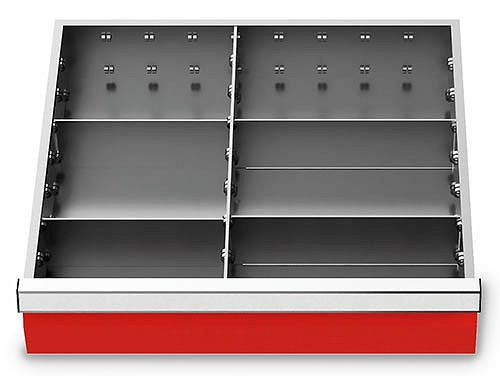 Inserts de tiroir Bedrunka+Hirth T500 R 18-16, pour hauteur de panneau 100 mm, 1 x MF 400 mm. 2 x TW200 mm. 2 x TW250mm, 146-135-100