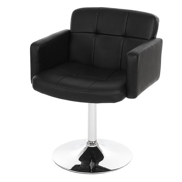Chaise de salle à manger Mendler Orlando, chaise pivotante de cuisine, simili cuir chromé, noir, 26639