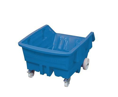 Camion benne DENIOS en polyéthylène (PE), avec roues, bleu