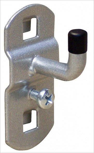 Porte-outil ADB avec extrémité à crochet verticale, coudé à 90°, adapté aux trous Euro (10x10mm / 38x38mm), Ø : 6mm, couleur : aluminium, RAL 9006, 150mm, 23103