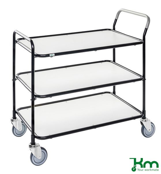 Chariot de table Kongamek, noir / blanc, avec 3 étagères, KM30773-S6