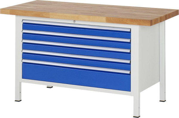 Etabli RAU série 8000 - modèle 8368, L1500 x P700 x H840-1040 mm, base système L1235 x P650 x H800-1000 mm, 03-8368A2-157B4H.11