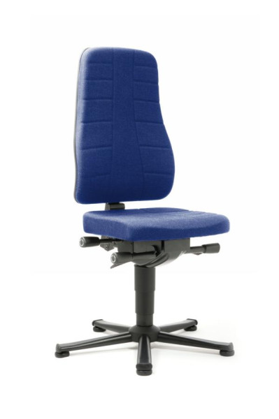 bimos All-In-One Highline avec patins et revêtement en tissu bleu, hauteur d'assise 450-600 mm, 9640-6802