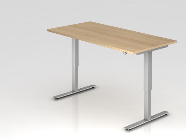 Bureau assis-debout électrique Hammerbacher 160x80cm chêne, hauteur de travail 73 - 119 cm, VXMST16/E/S