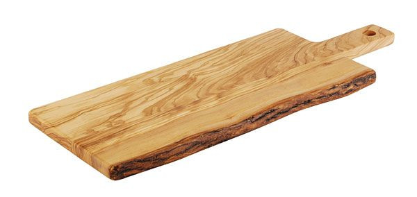 Planche de service APS -OLIVE-, 44 x 20 cm, hauteur : 2 cm, bois (olivier), manche : 12 cm, 00874