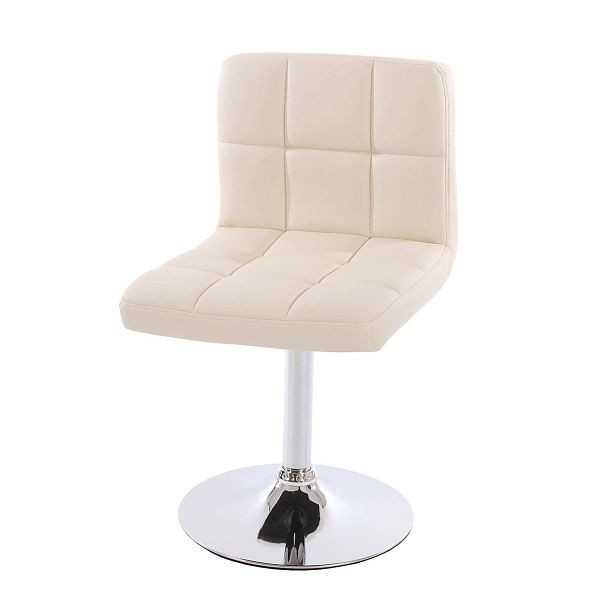 Chaise de salle à manger Mendler Kavala, chaise de cuisine, pivotante, simili cuir crème, base chromée, 74405