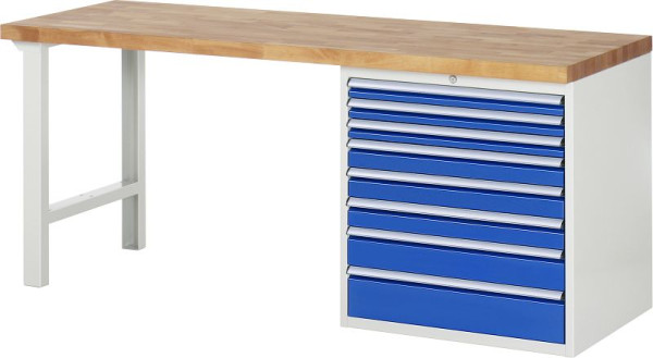 Etabli RAU série 7000 - modèle 7619, L2000 x P700 x H890 mm, base système L2000 x P650 x H850 mm, 03-7619A1-207B4M.11