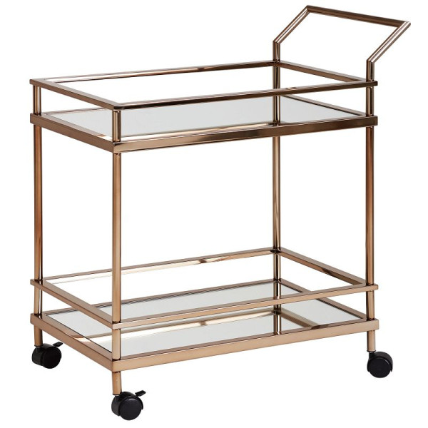Wohnling Design chariot de service or foncé 2 niveaux avec freins, WL5.987