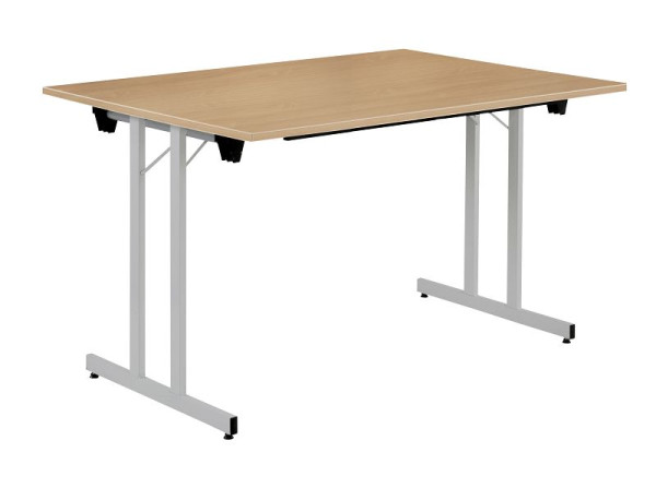 Table pliante Bisley MULTI Desking, rectangulaire, avec fonction encliquetable, aluminium, 19 mm, décor hêtre BC, H 740 x L 1200 x P 800 mm, KT1208BC300