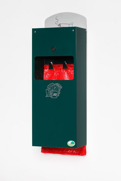 Distributeur de sacs à déchets canins VAR avec cendrier DS 4, vert mousse, 21193