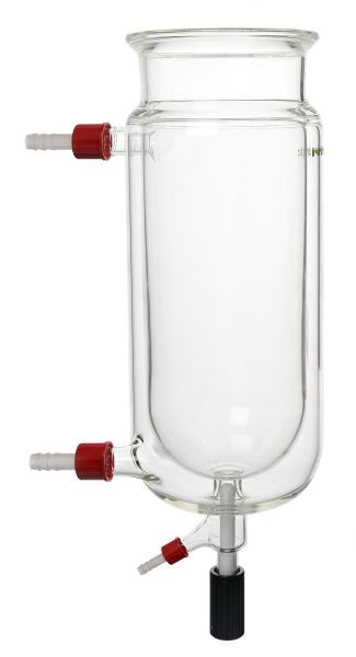 Récipient de réaction Rettberg, 1000 ml, DN 120, avec rainure, chemise de tempérage avec 2x GL 32 à paroi épaisse, vanne de vidange par le bas 0 - 10 mm, 107035414