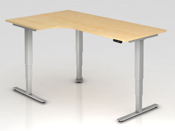 Hammerbacher table d'angle assis-debout électrique 200x120cm 90° érable, forme d'angle 90°, peut être monté à gauche ou à droite, VXDSM82/3/S