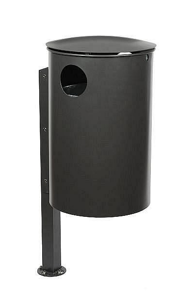 Poubelle sur pied Renner d'environ 50 L, avec poteau Q-tube, avec couvercle verrouillable, galvanisée à chaud et revêtement par poudre, gris anthracite, 7041-00PB 7016