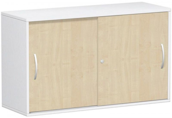 geramöbel armoire complémentaire à portes coulissantes, panneau supérieur 25 mm, avec pieds réglables, verrouillable, 1200x425x720, érable/blanc, S-312153-AW