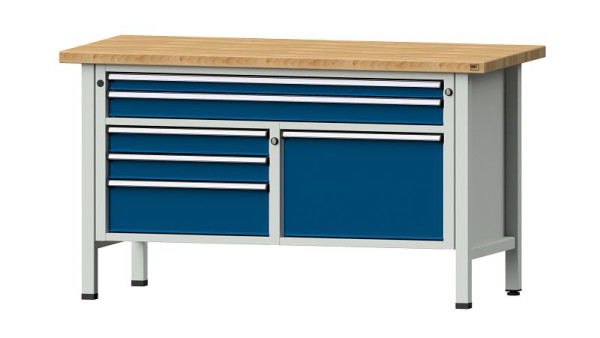Établis ANKE Établi en caisson, modèle 257 V, 1500 x 700 x 840 mm, RAL 7035/5010, BMP 40 mm, 304.112