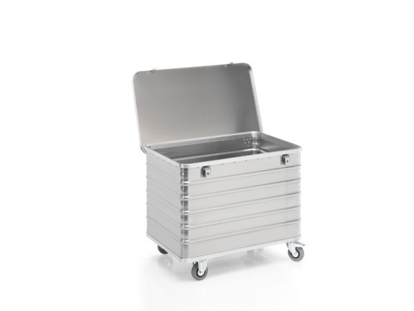 Chariot de transport Gmöhling avec couvercle + serrures G®-TRANS D 3008 / 415 l, aluminium, 220300840