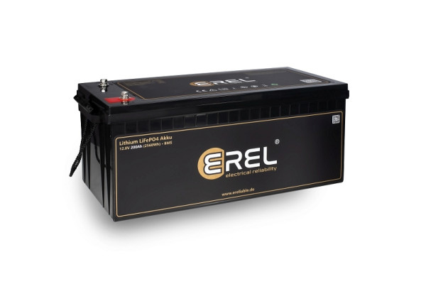 Batterie de stockage et d'alimentation au lithium EREL 12.8V LiFePO4 200Ah 2560Wh, ER-12V200A1