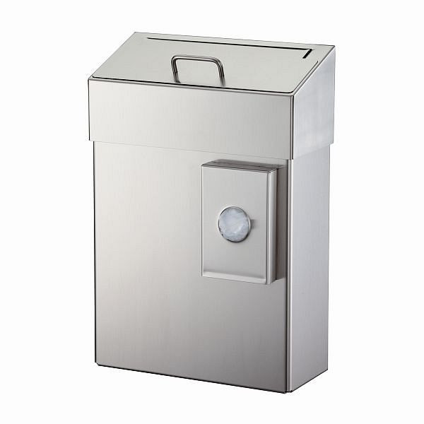 Conteneur à déchets hygiéniques Air Wolf d'un volume de 10 litres, série Omicron II, H x L x P : 420 x 285 x 145 mm, acier inoxydable brossé, 35-779