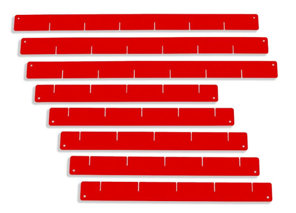 Séparateurs de tiroirs Metra, rouge - set, pour chariots d'atelier, 3 + 5 feuilles de séparation, 400 mm, 10041
